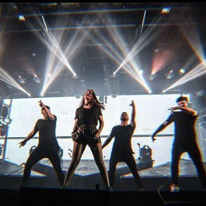 on stage 