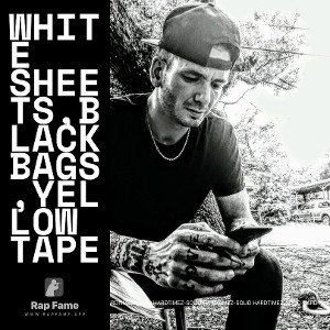 white sheets,black bags,yellow tape,and that chalk line 