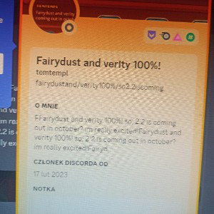Fairydust and verify 100%!so, 2.2 is coming out in October? Im raesly exited