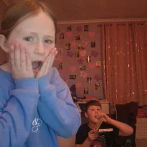 this girl  had a baby  brother  he pulled  her hair  he flipped her food and eat it what a horrid brother 