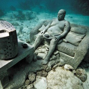 deep in water