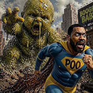 Superhero diarrhea shart man versus booger baby