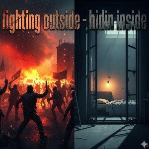 "fightin outside - hidin inside"