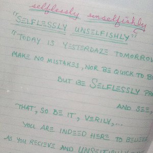 selflessly unselfishly