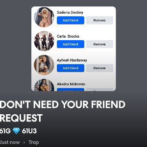 DON'T NEED YOUR FRIEND REQUEST 