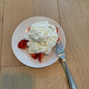 strawberries, sugar,whip cream, dream 